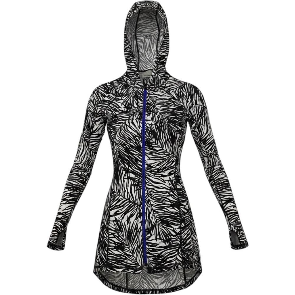 Athleta Women's Small S Black White Palm Leaf Print Zip Up Hoodie Jacket